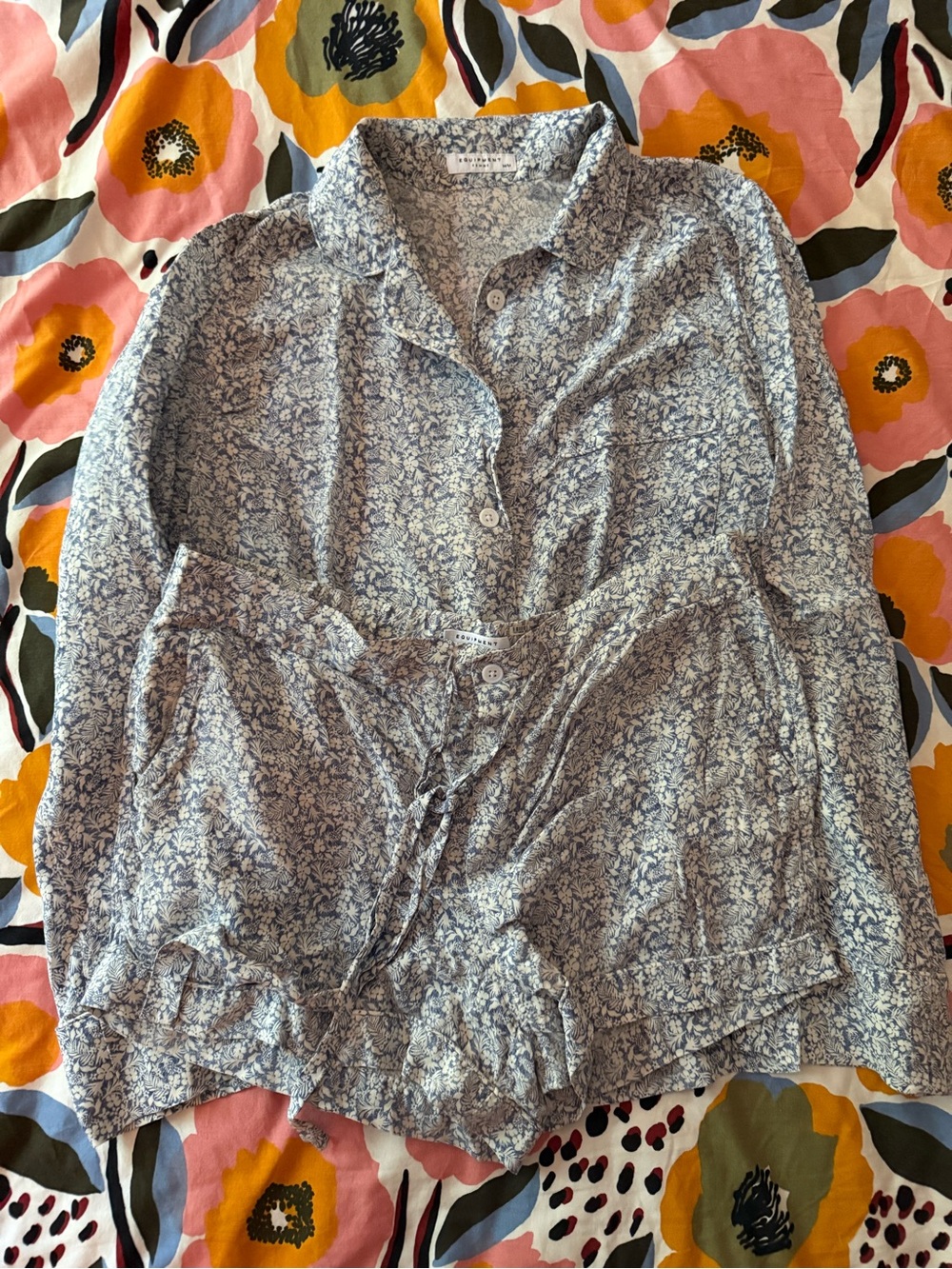 Equipment Blue Floral Pajama Set (Size M)